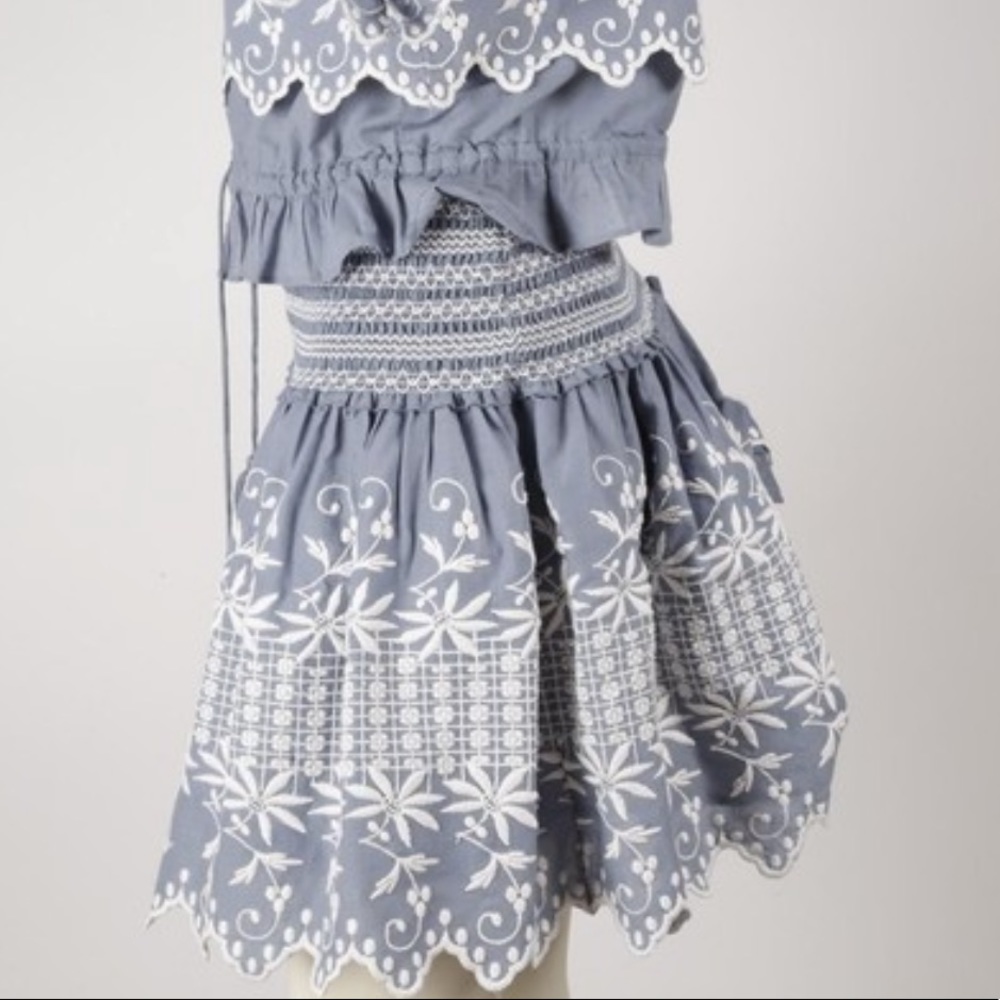 Loveshack Fancy embroidered skirt